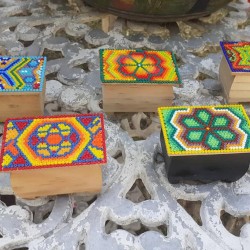 Chest with Huichol art