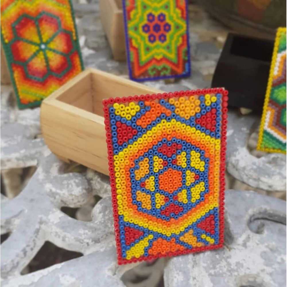 Chest with Huichol art