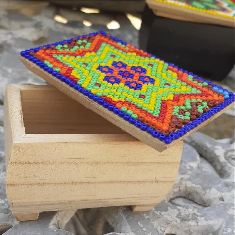 Chest with Huichol art