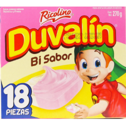 Duvalin strawberry/vainilla box 24 packs of 18 pieces each