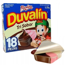 Duvalin Tri flavour box 24 packs of 18 pieces each