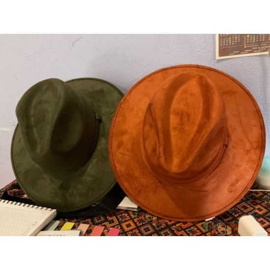 24 Wholesale Cowboy Hats Suede Pu Leather Western Hats - at 