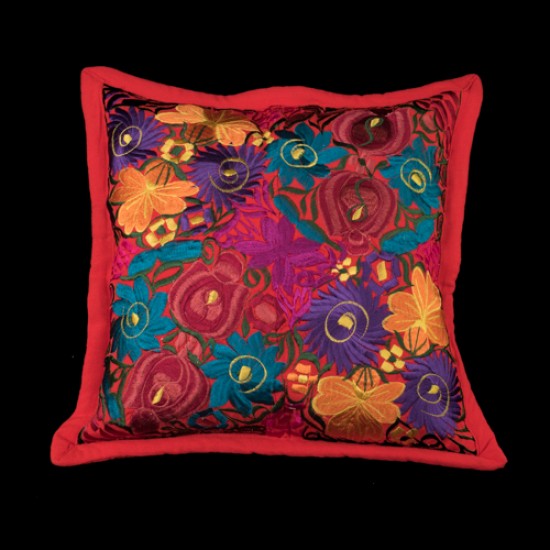 Cushion cover flowery red