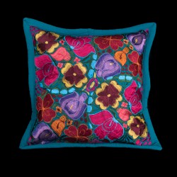 Cushion cover flowery ocean blue