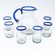 Blown Jar / Water Pitcher BLUE with 6 Glasses
