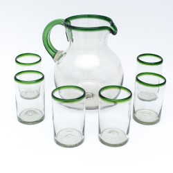 Blown Jar / Water Pitcher BLUE with 6 Glasses